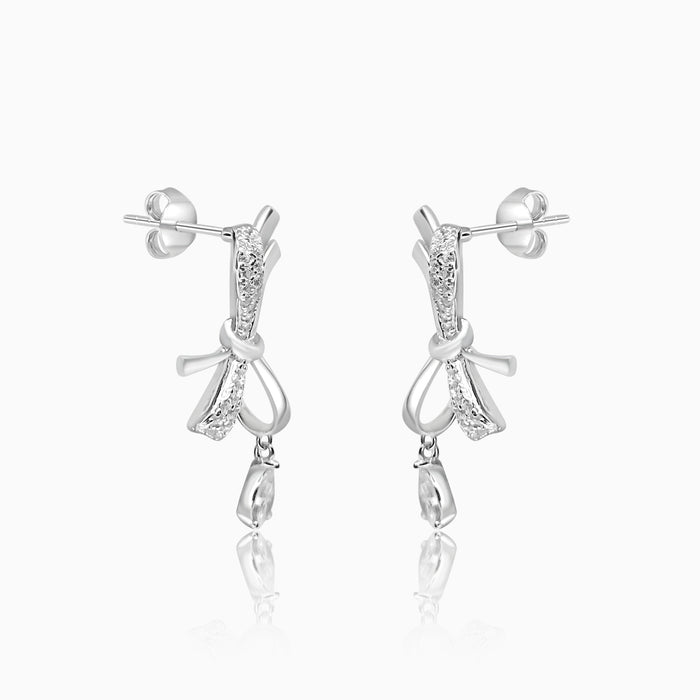 Silver Sparkling Xmas Bow with Swarovski Dangler