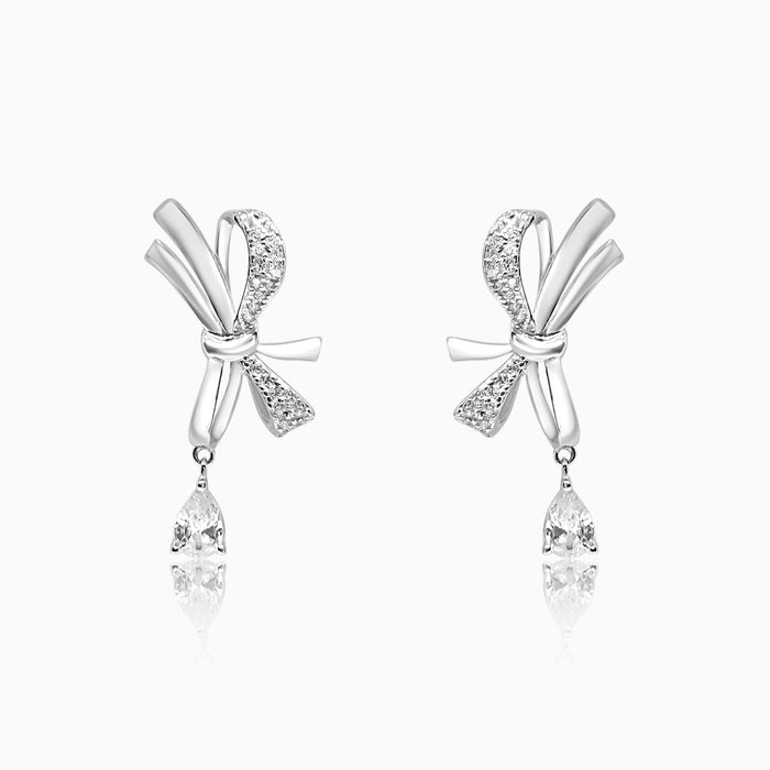 Silver Sparkling Xmas Bow with Swarovski Dangler