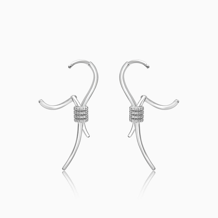 Silver Sparkling Hoop-Knot Earrings