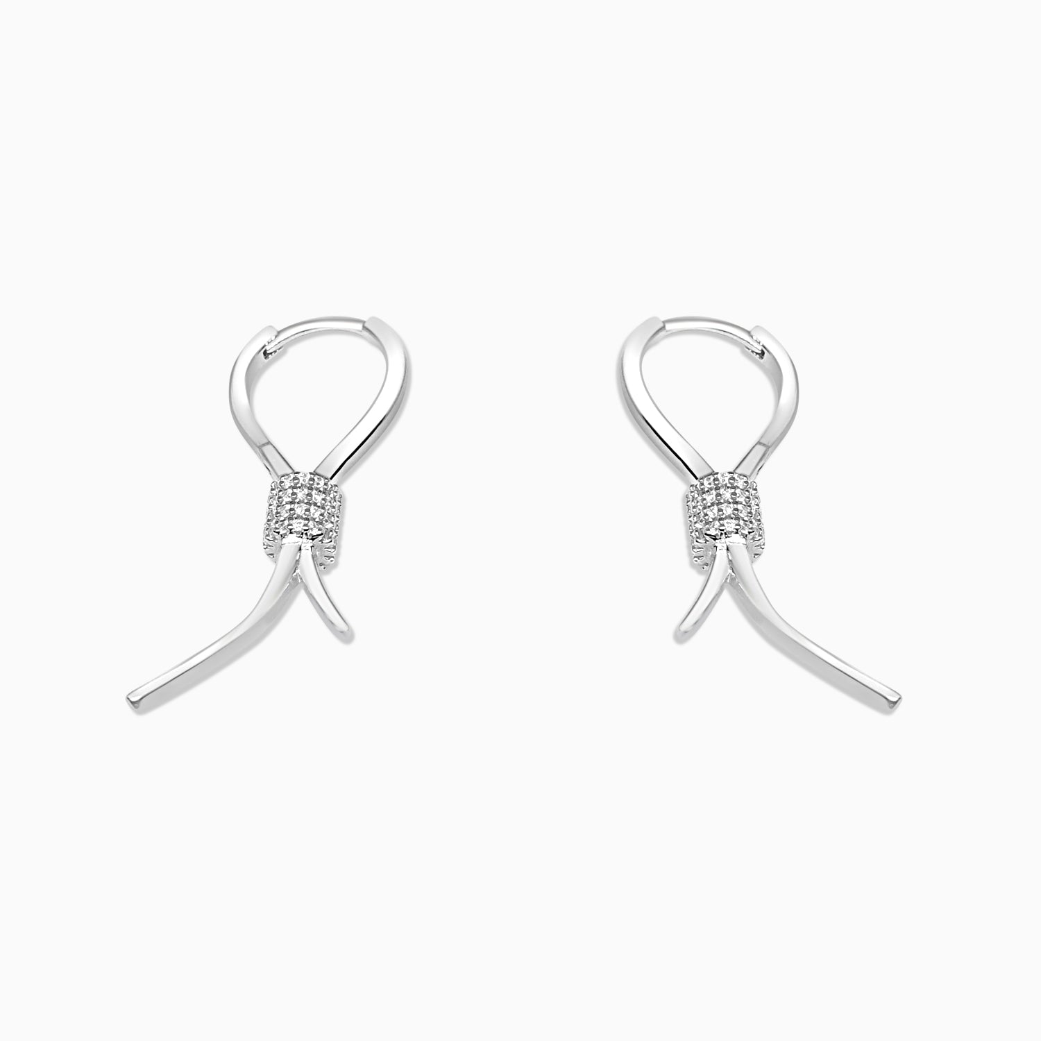 Silver Sparkling Hoop-Knot Earrings