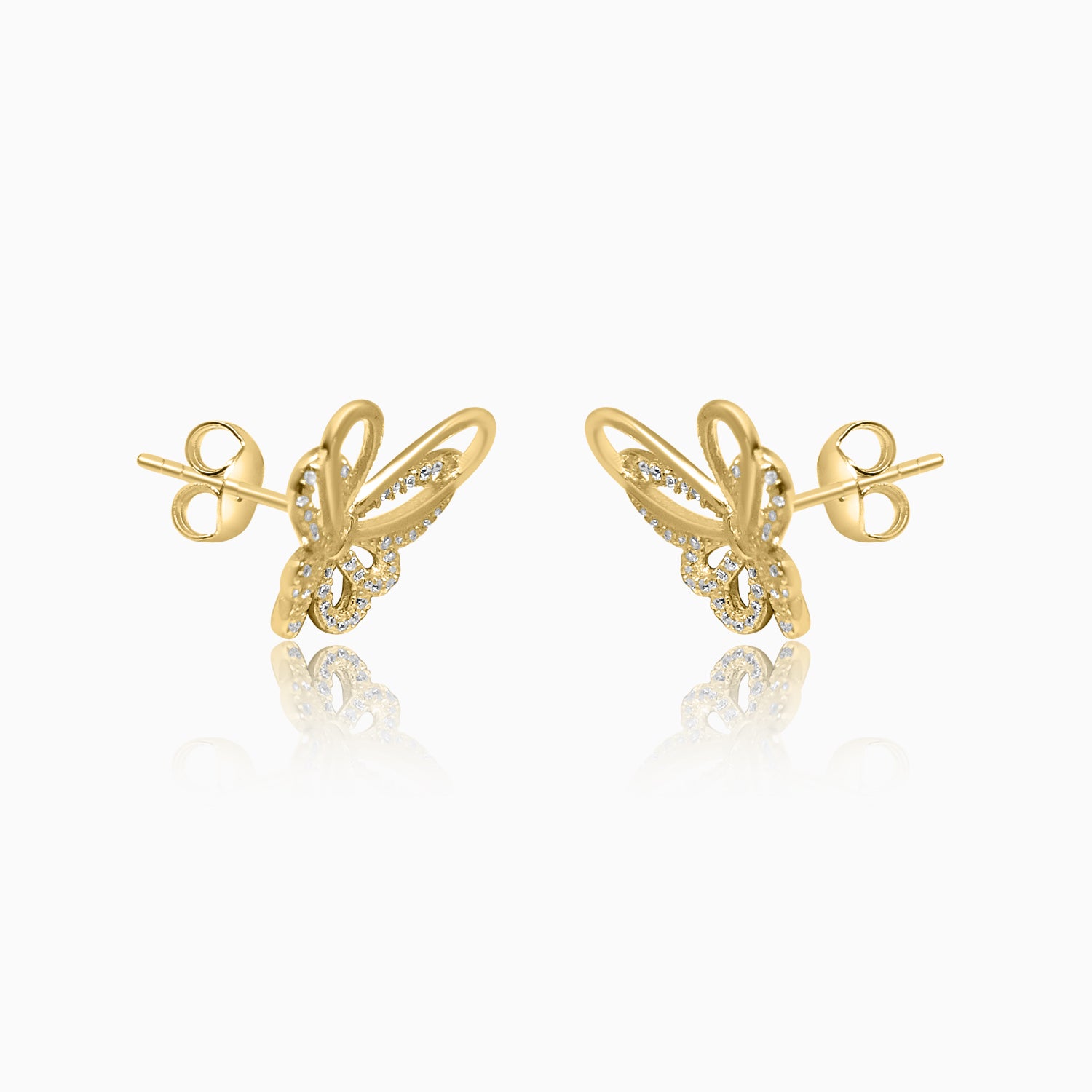 Silver Gold Sparkling Mile Butterfly Earrings