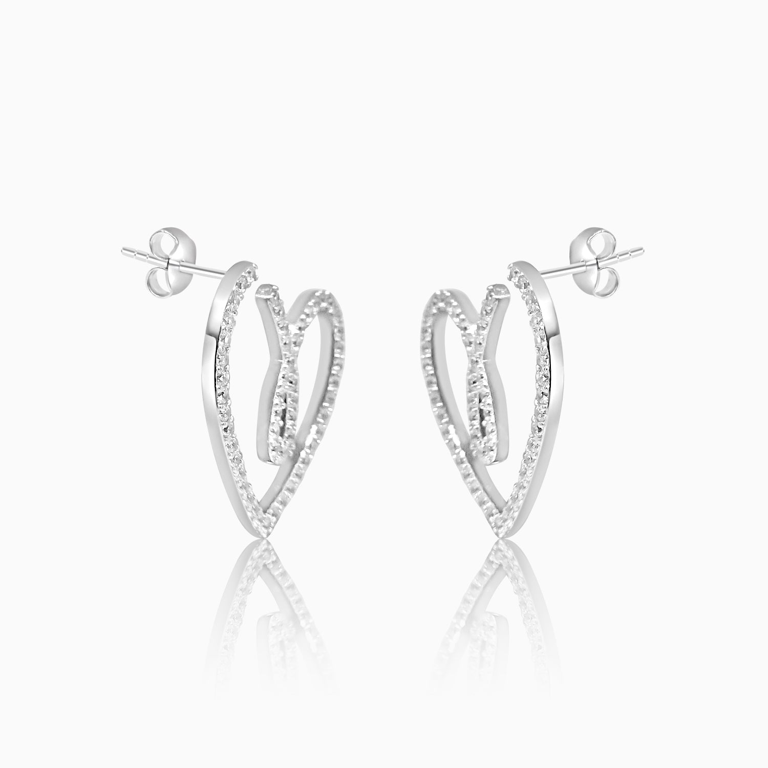 Silver Sparkling Evoke Heart Earrings