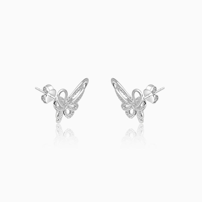 Silver Sparkling Mile Butterfly Earrings
