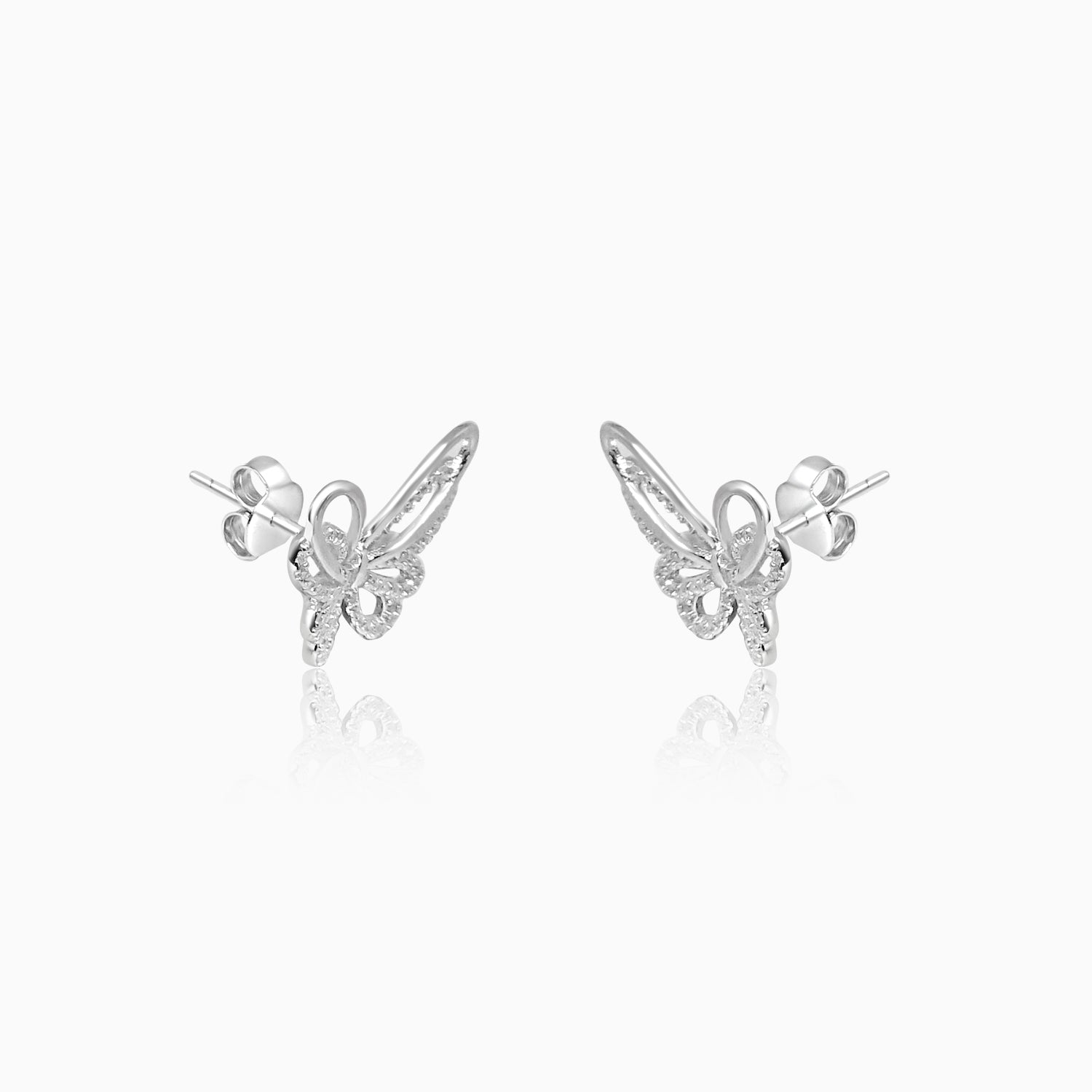 Silver Sparkling Mile Butterfly Earrings