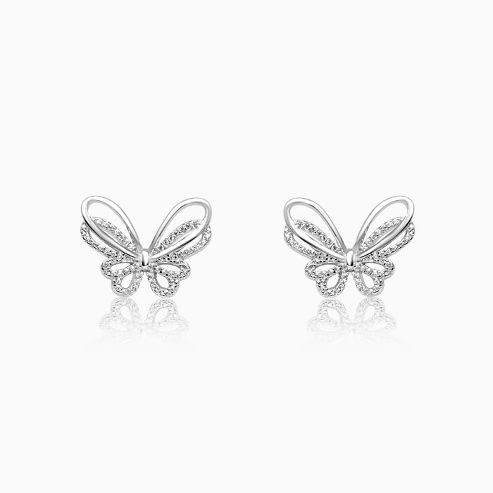 Silver Sparkling Mile Butterfly Earrings
