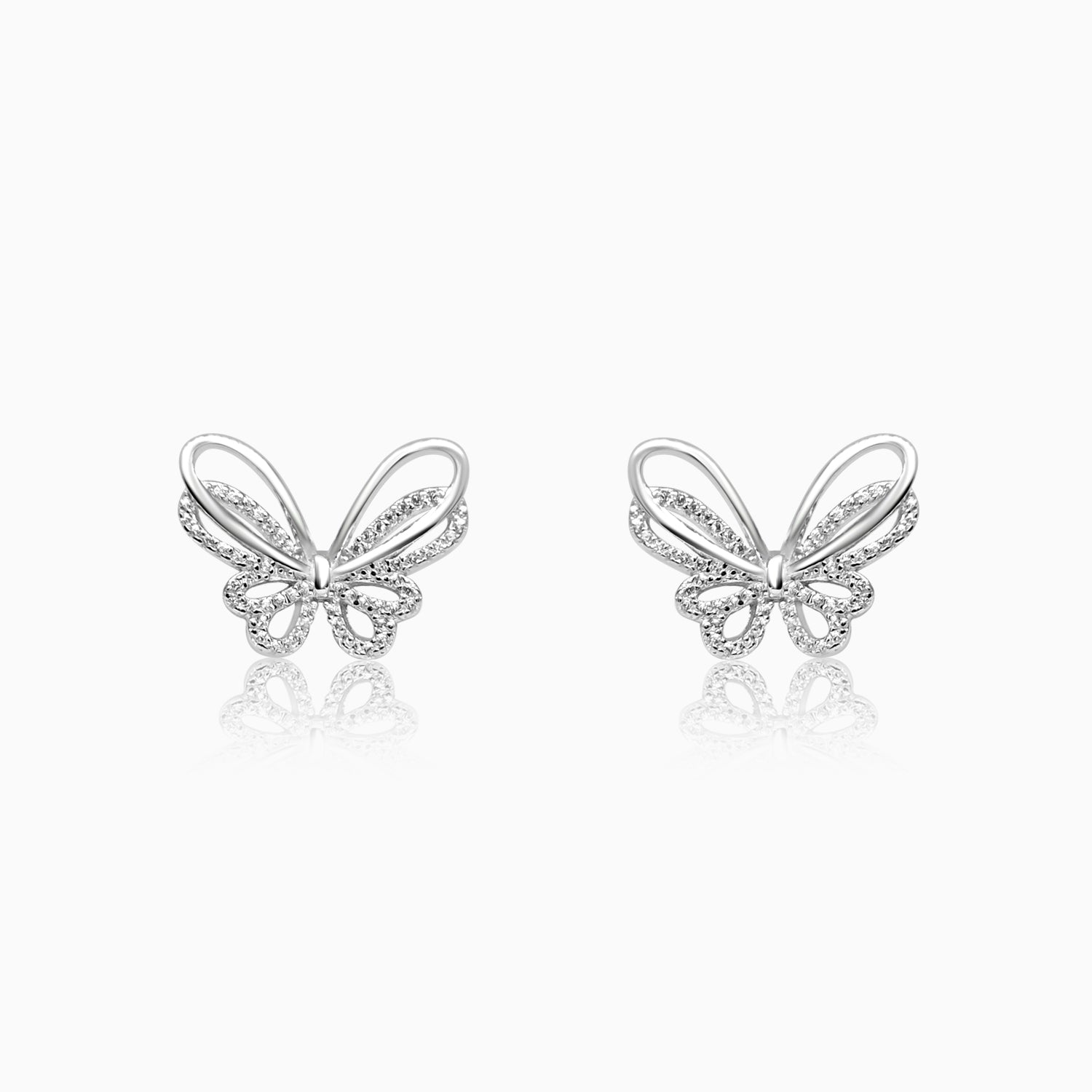 Silver Sparkling Mile Butterfly Earrings