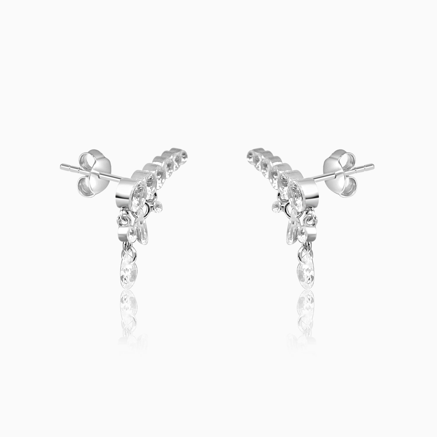 Silver Ascending Solitaires with Swarovski Danglers Earrings