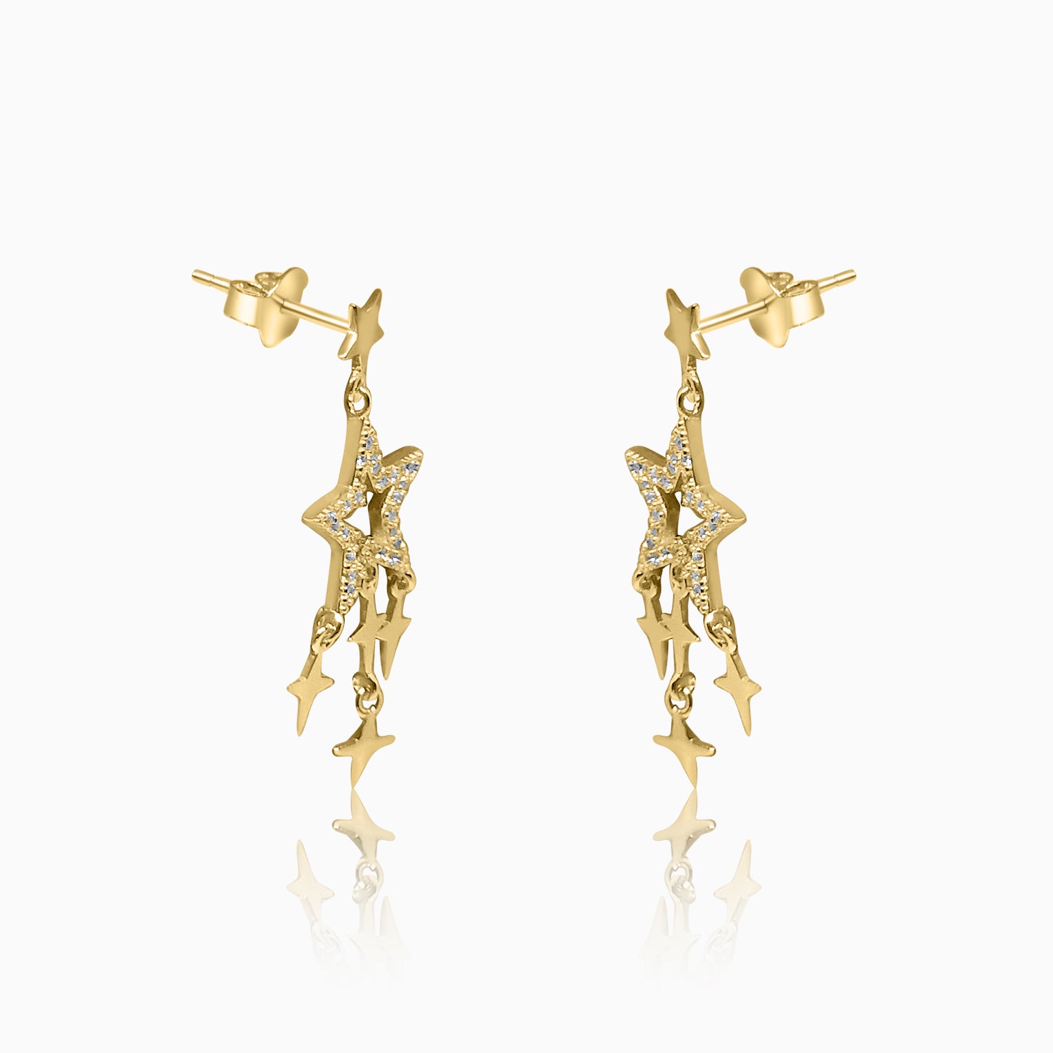 Silver Gold Dangling Shimmer Star Trail Earrings