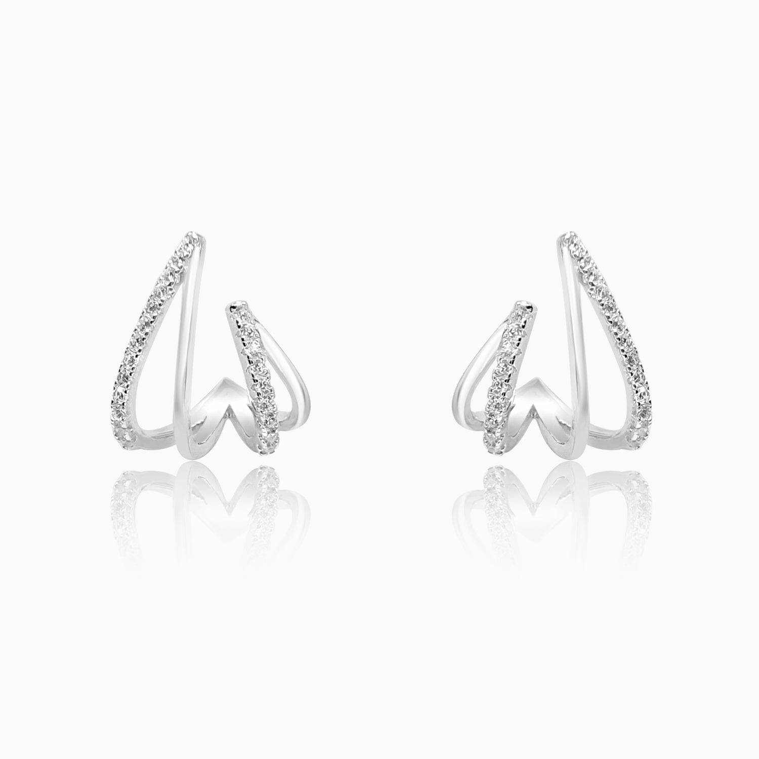 Silver Sparkling Claw Earrings