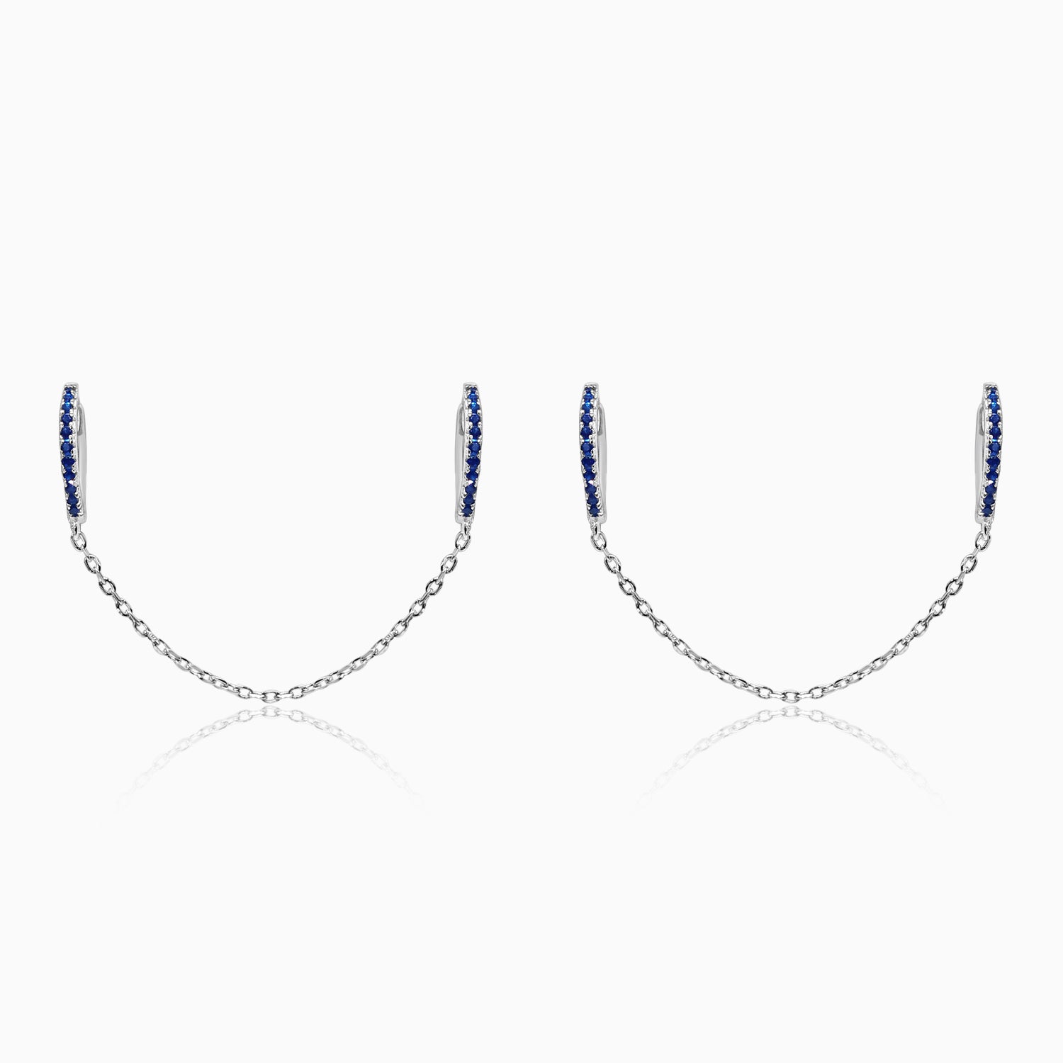 Silver Chain Linked double hoop Earrings