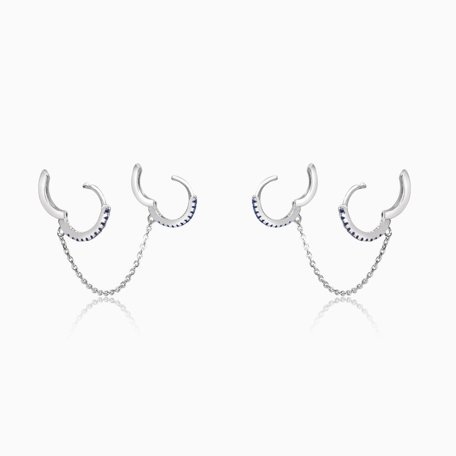 Silver Chain Linked double hoop Earrings
