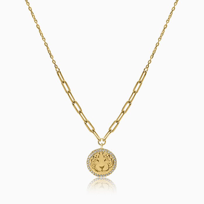 Silver Gold Sparkling Tigeress Necklace
