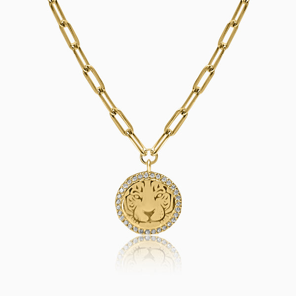 Silver Gold Sparkling Tigeress Necklace