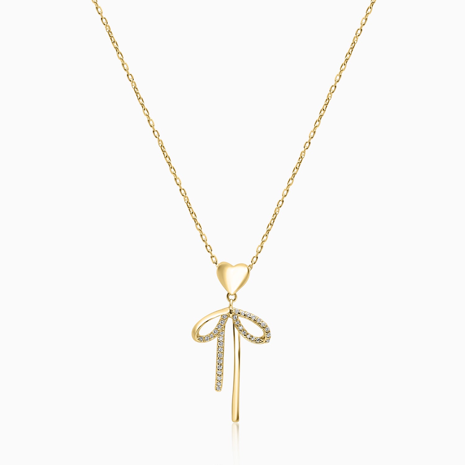 Silver Gold Sparkling Long Bow Necklace