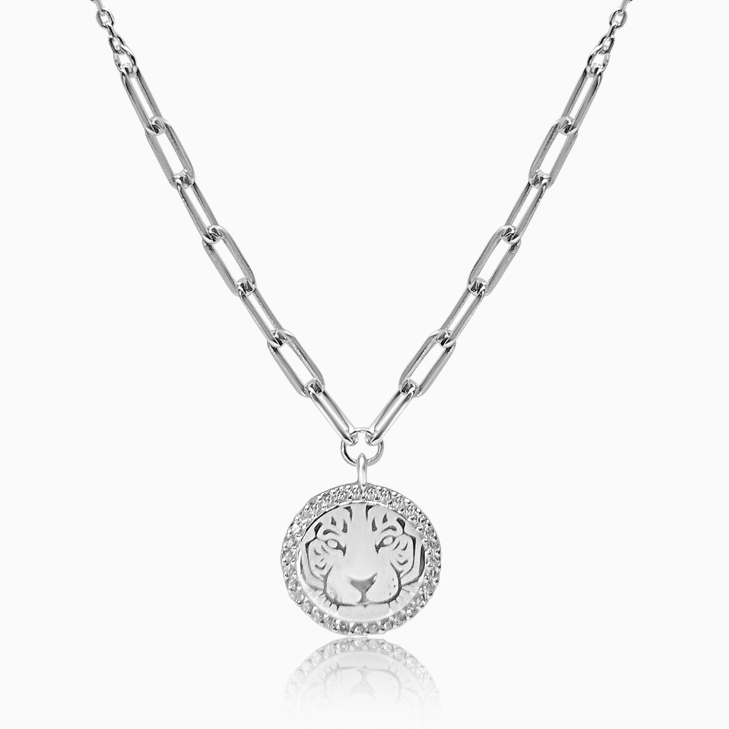 Silver Sparkling Tigeress Necklace
