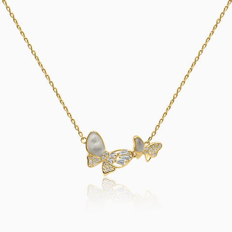 Diamond-Cut Mini Butterfly Two-Tone Necklace Charm in 10K Solid Gold |  Banter