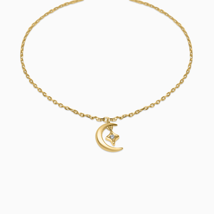 Silver Gold Little Moon Star Bracelet