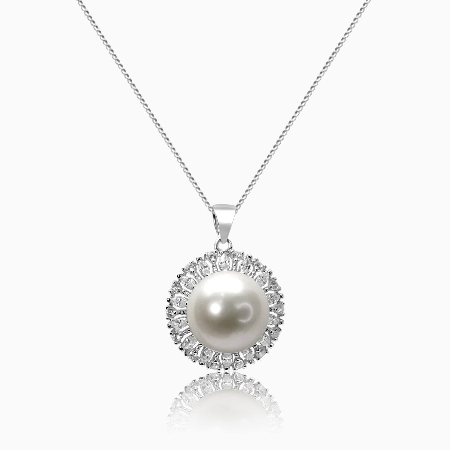 Silver Sparkling Pearl Opulence Pendant