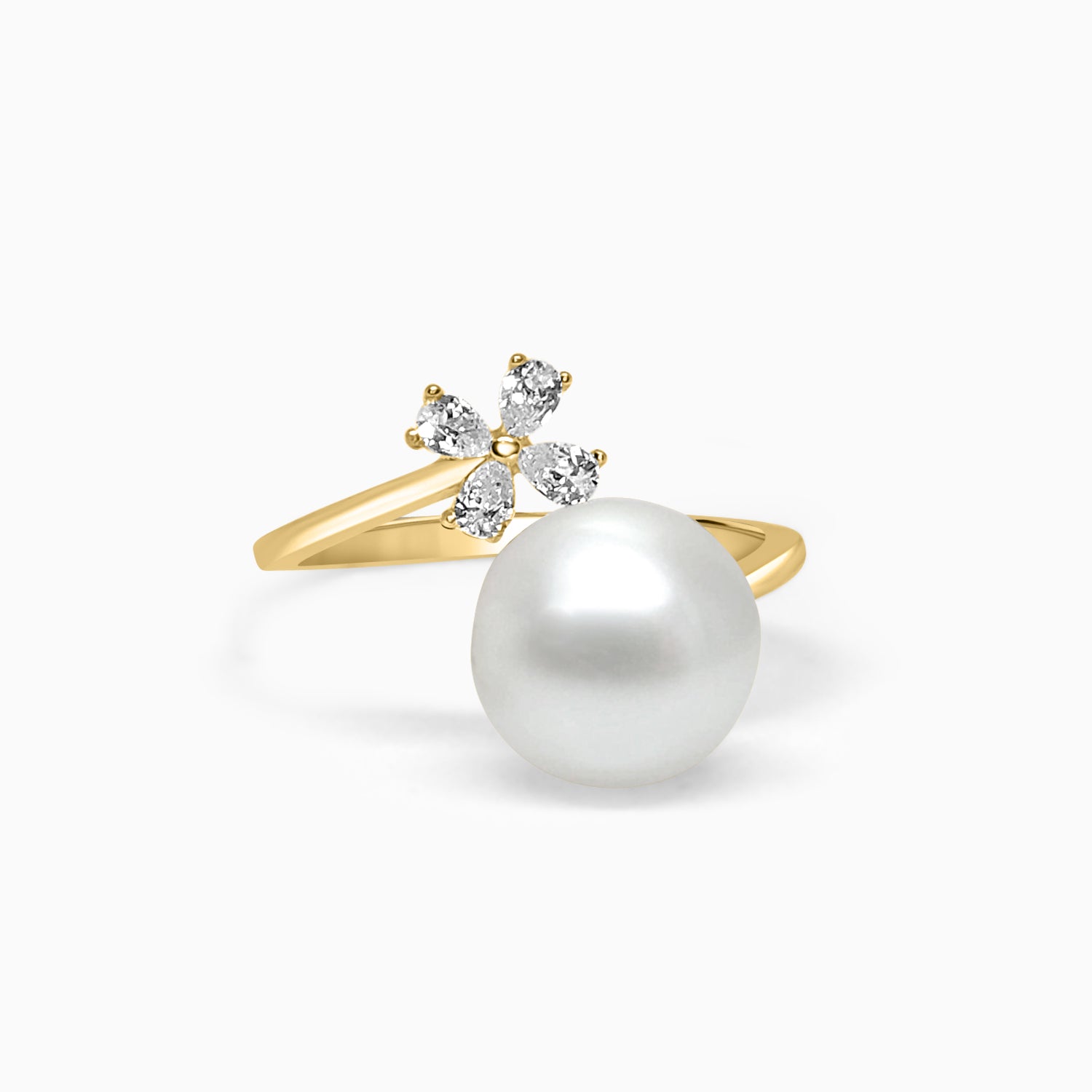 Silver Gold Sparkling Pearl Windmill Ring