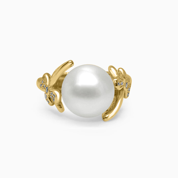 Silver Gold Nature Embrace Pearl Ring