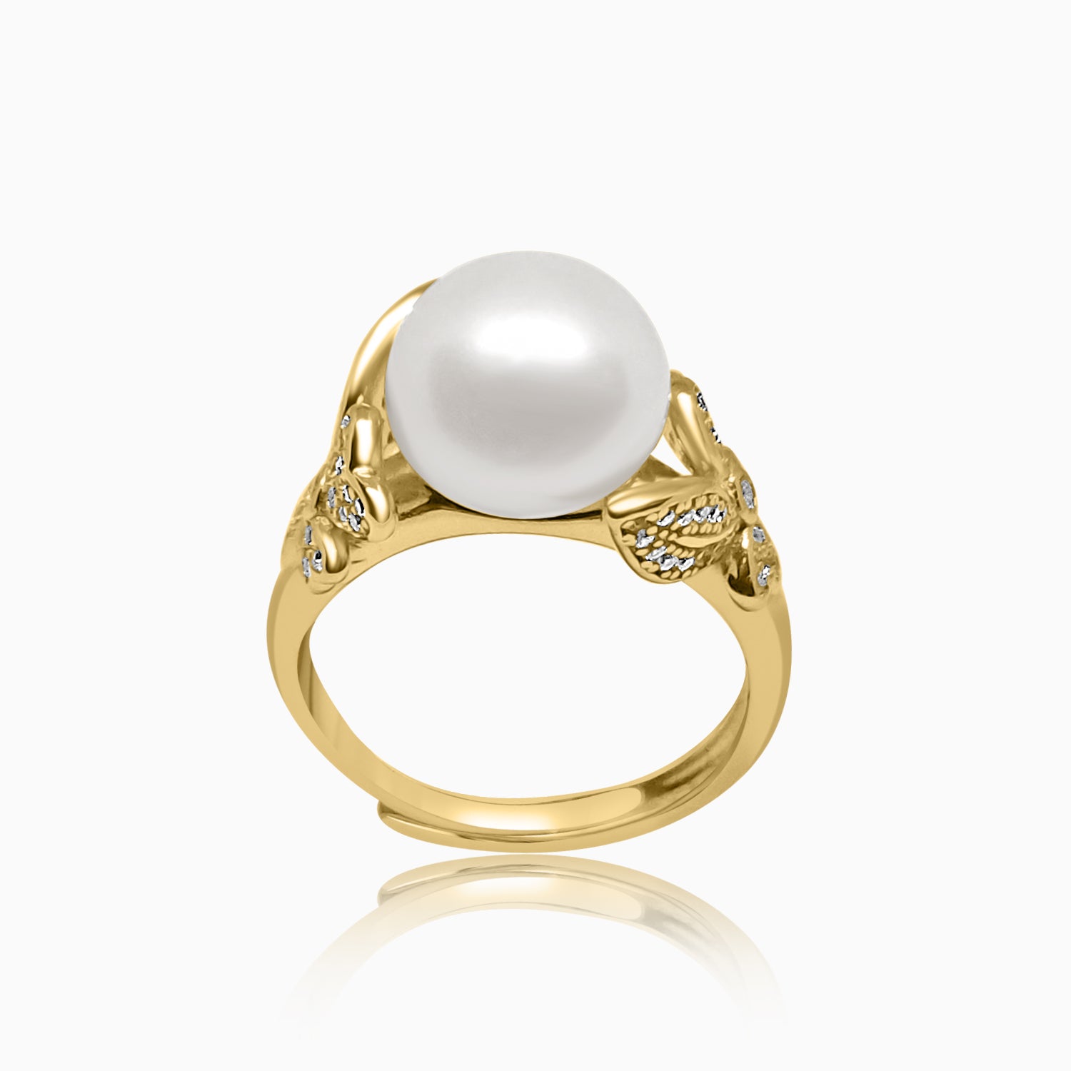 Silver Gold Nature Embrace Pearl Ring