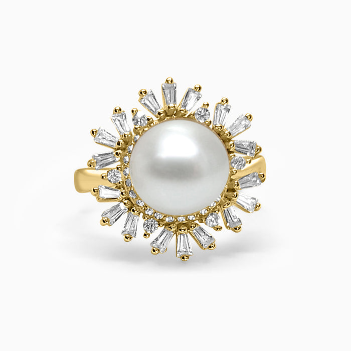 Silver Gold Dazzling Sunshine Pearl Ring