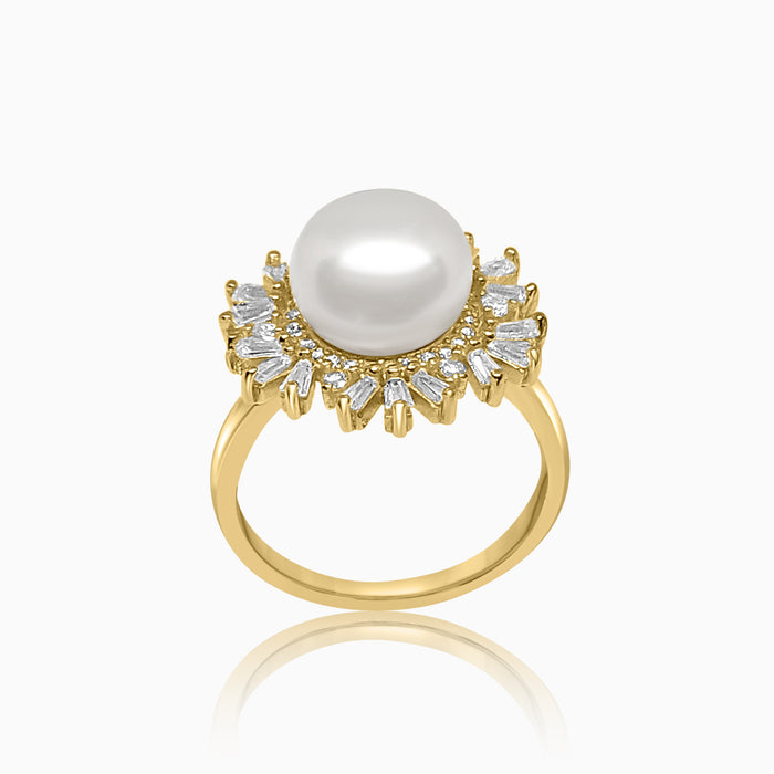 Silver Gold Dazzling Sunshine Pearl Ring