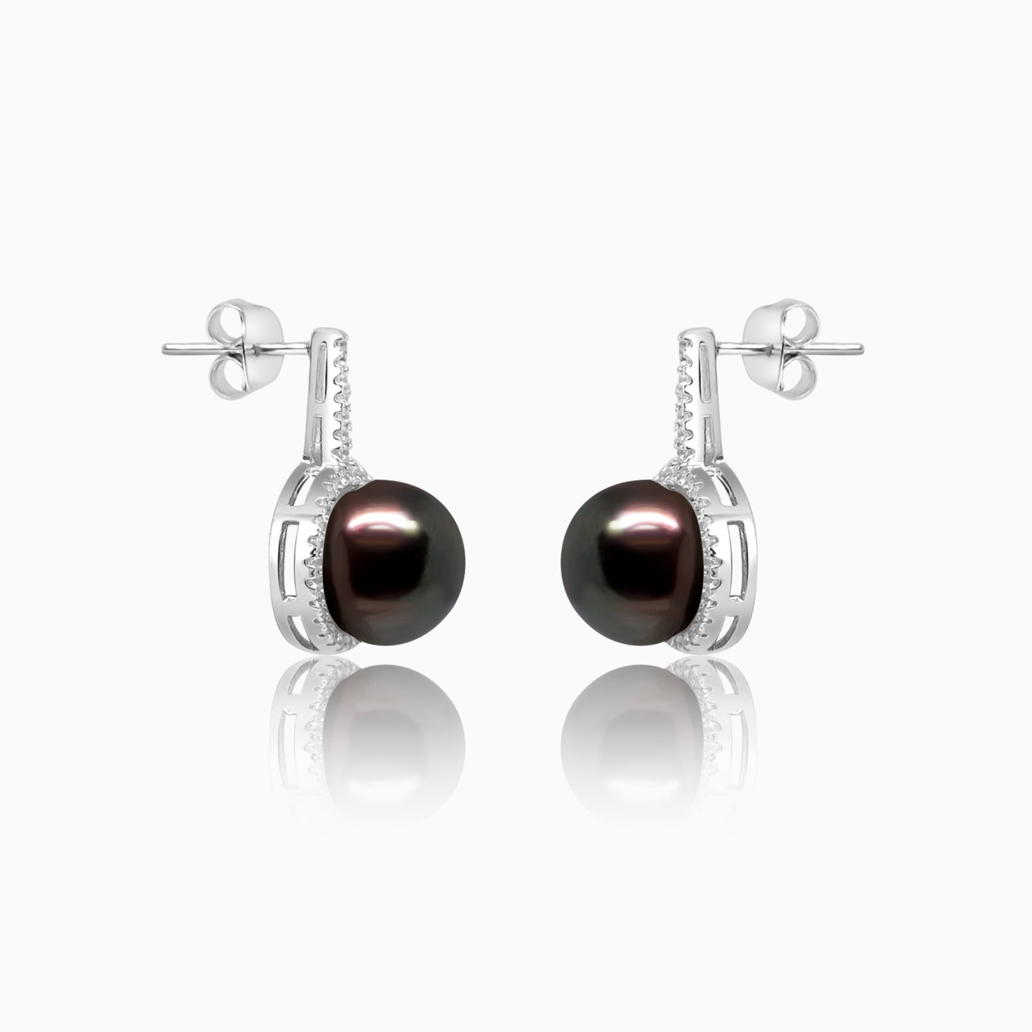 Silver Marvella Black Pearl Earrings