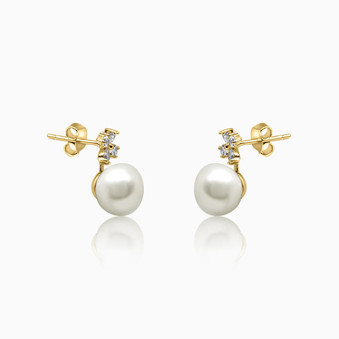 Silver Gold Sparkling Pearl Windmill Earrings