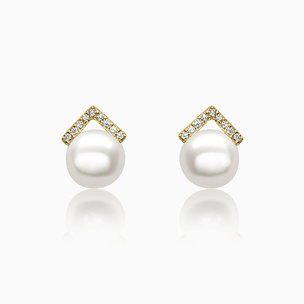 Silver Gold Pearl Hill Top Earrings
