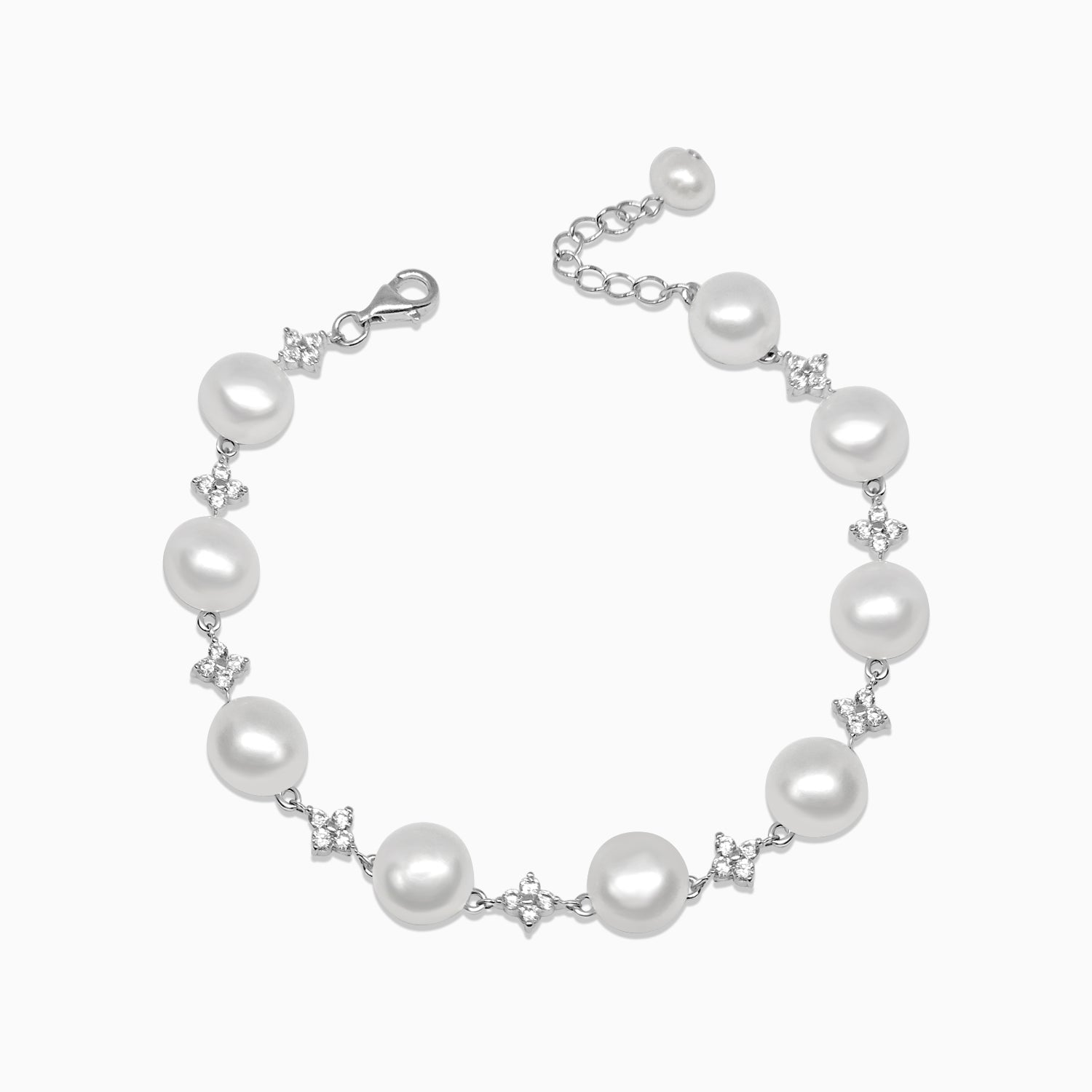 Silver Sparkling Nine Pearl Bracelet