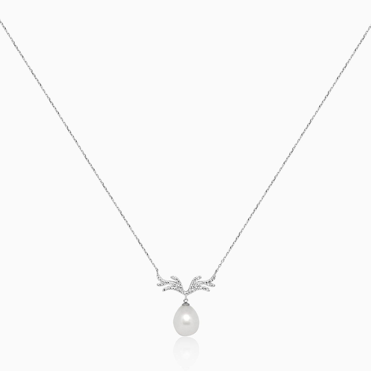 Silver Dangling Pearl Antilope Necklace