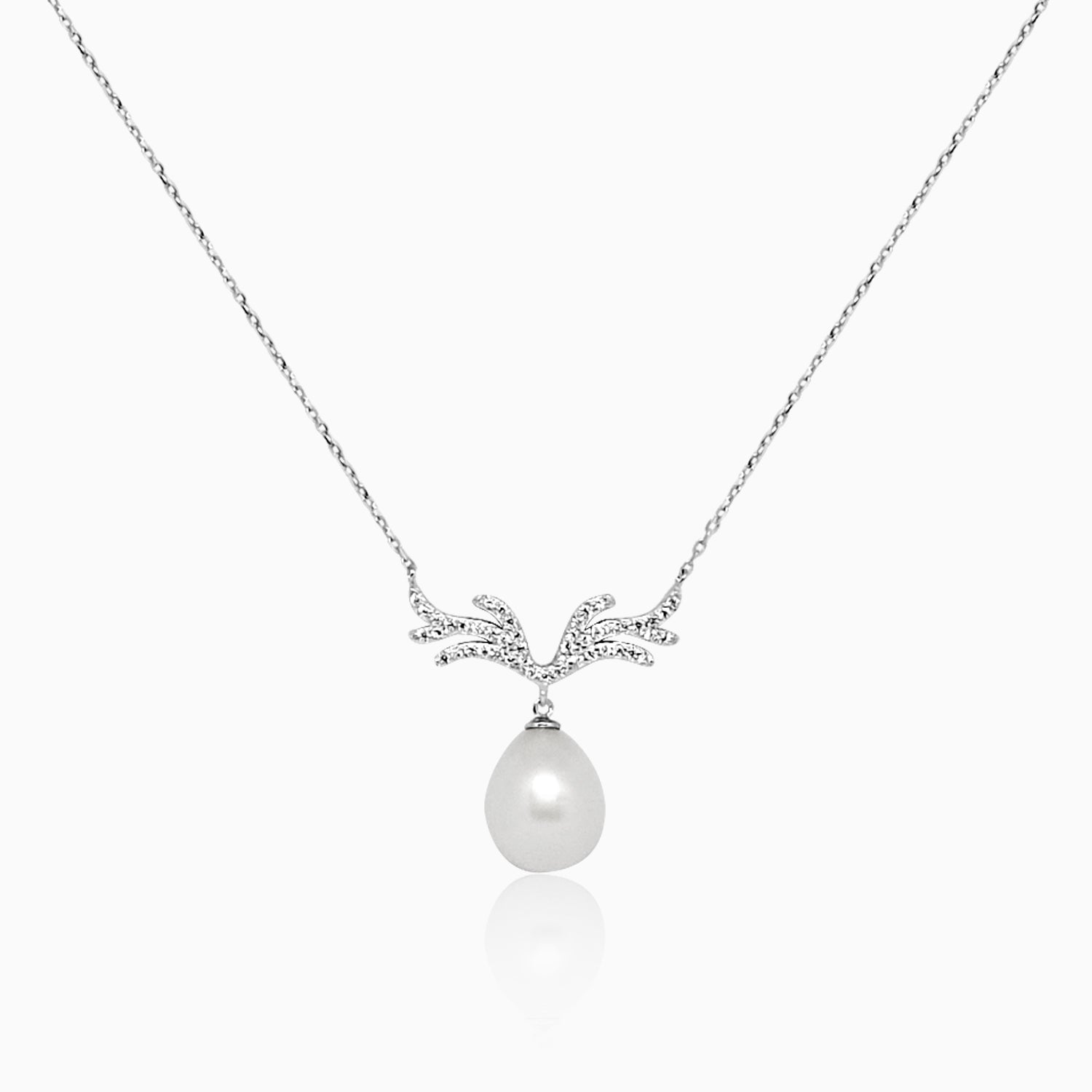 Silver Dangling Pearl Antilope Necklace