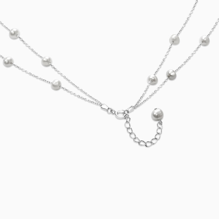 Silver Two Line Pearl Necklace