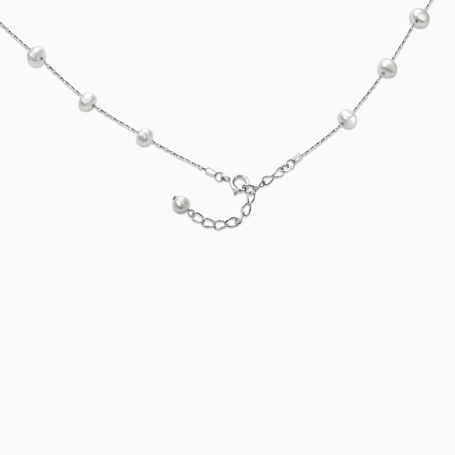 Silver One Line Pearl Necklace