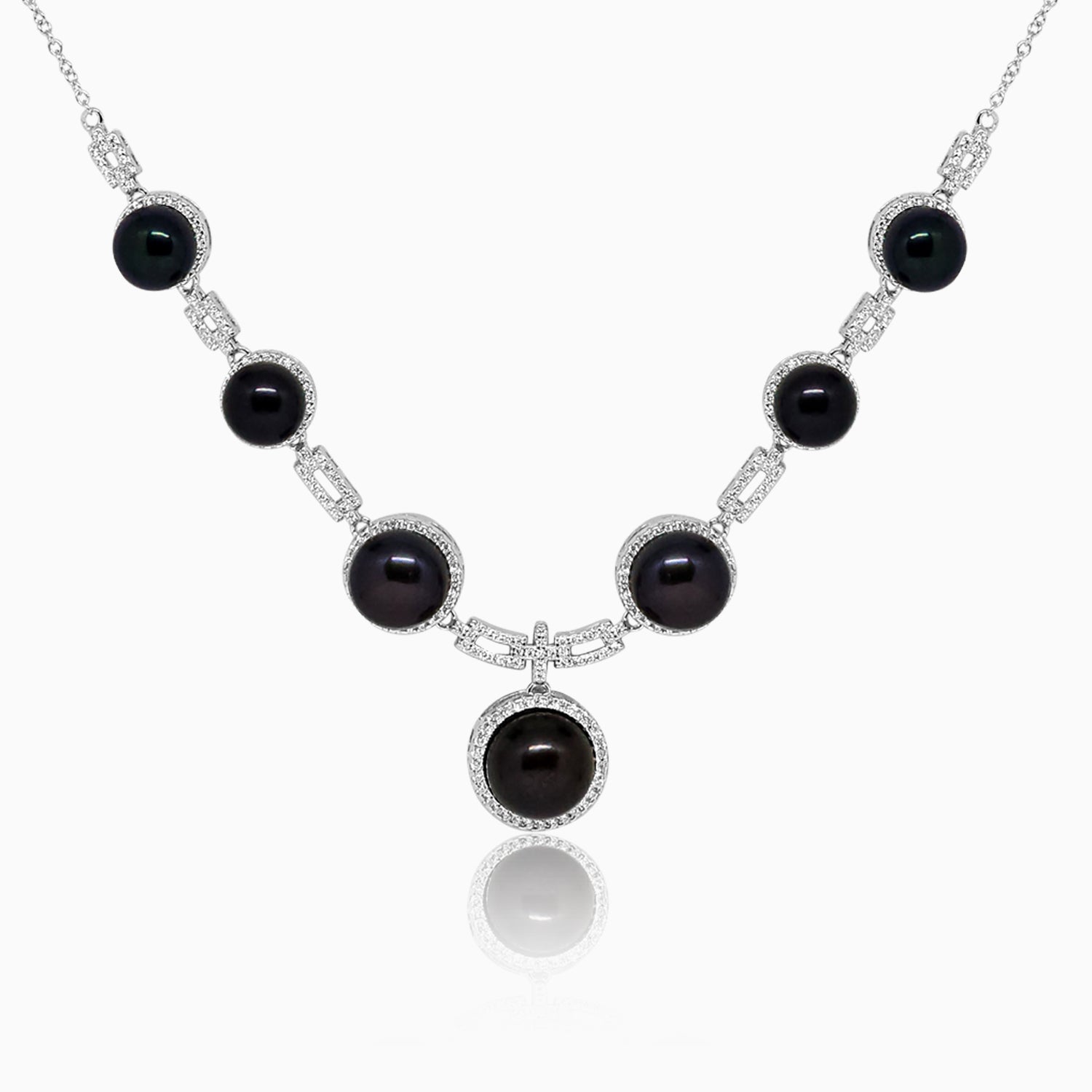 Silver Marvella Black Pearl Necklace