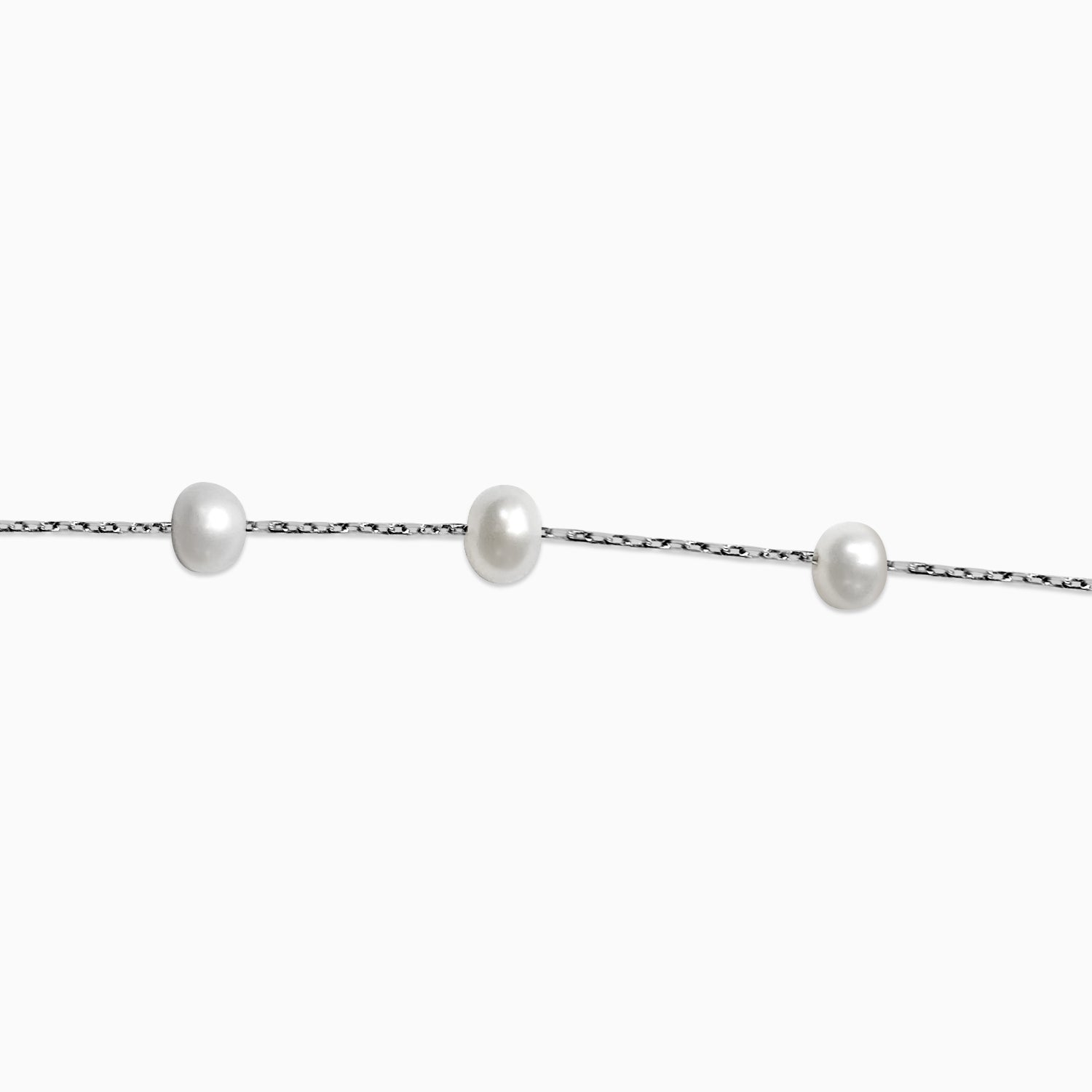 Silver One Line Pearl Bracelet