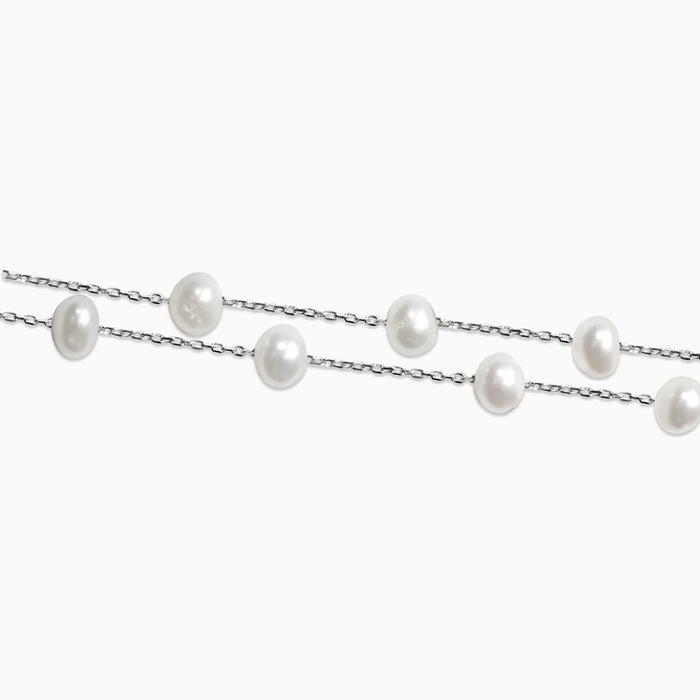 Silver Two Line Pearl Bracelet