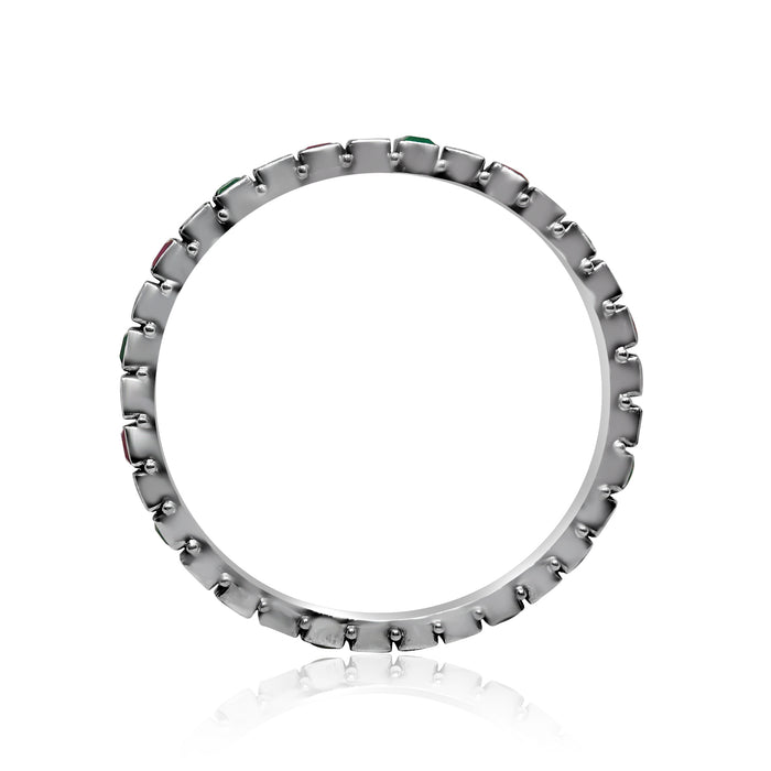 Silver Multitone Gemstone Bangle (Set of 2)