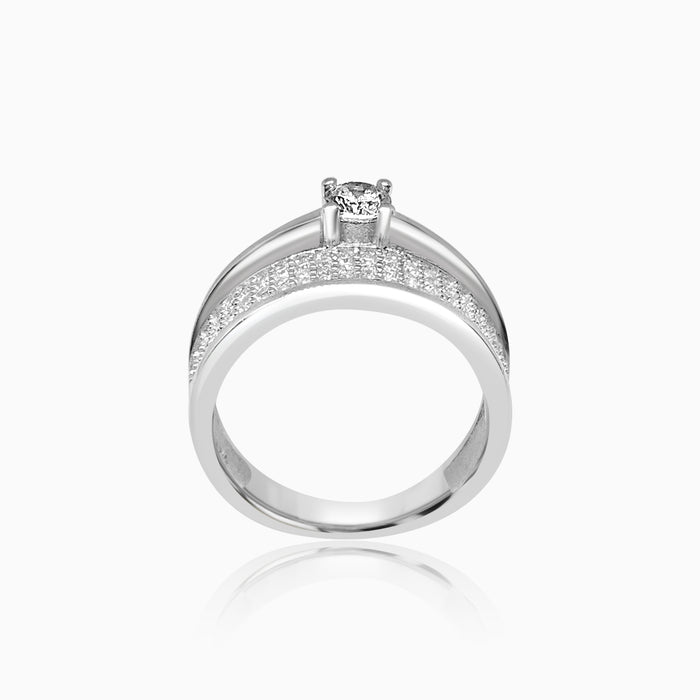 Silver Little Solitaire and Sparkling Extended Band Ring