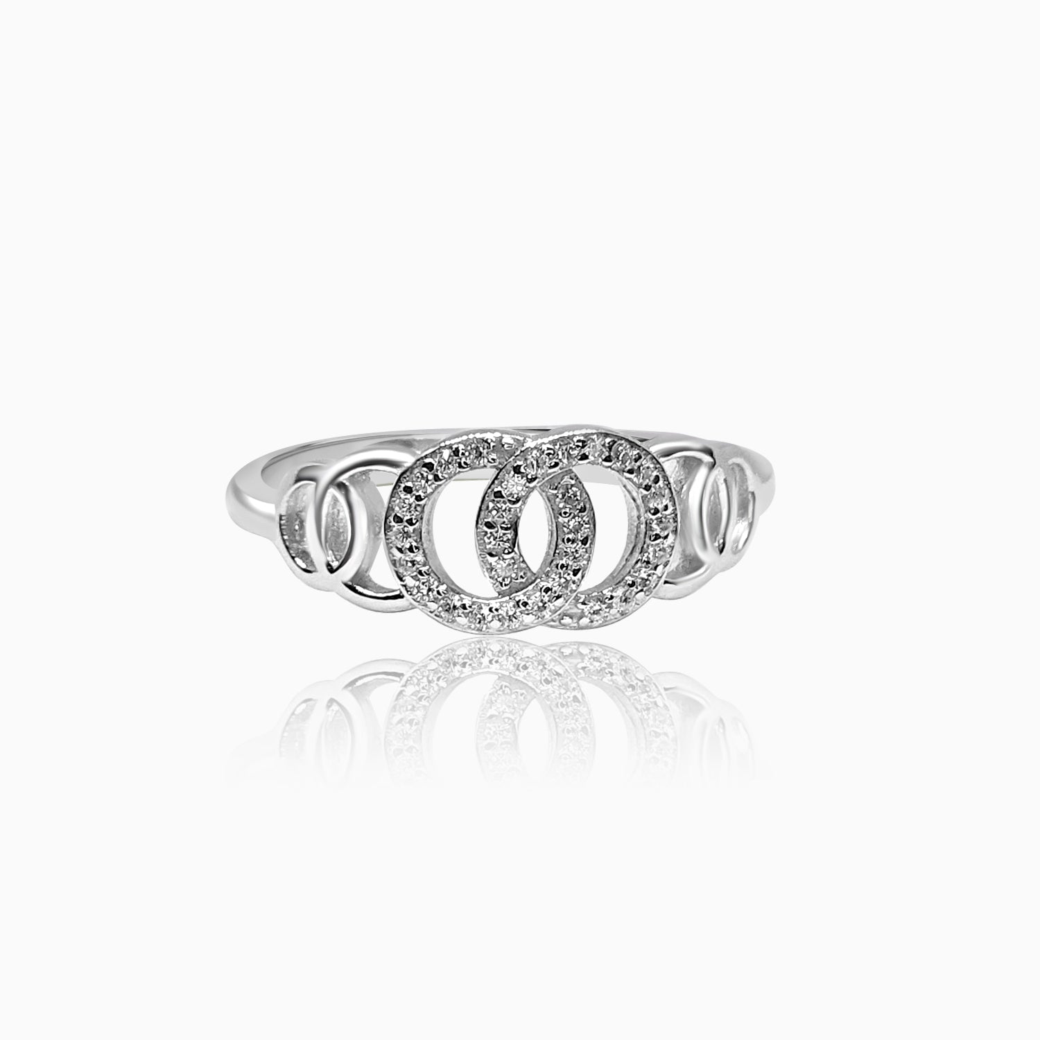 Silver Sparkling Interlocking Ring