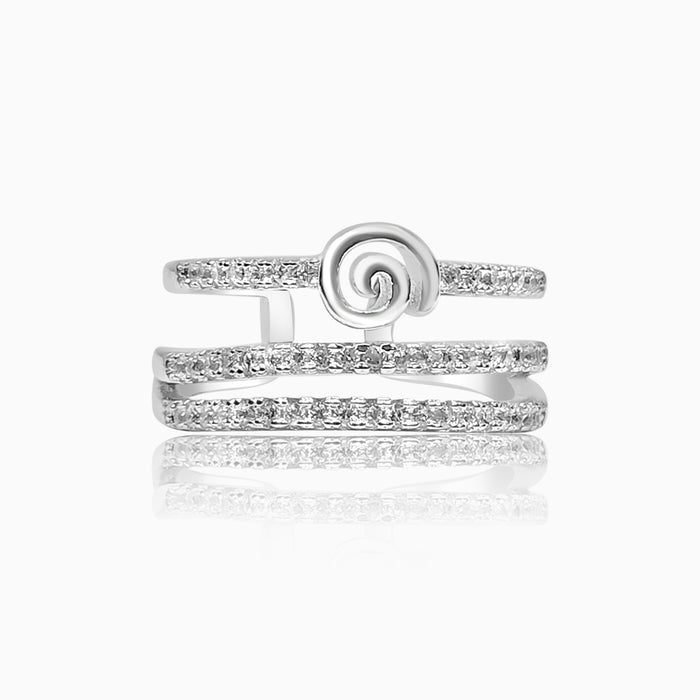 Silver Sparkling 3 Line Hypno Ring