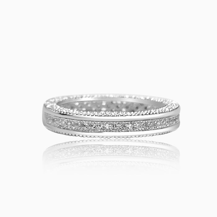 Silver Sparkling Carved Band Ring