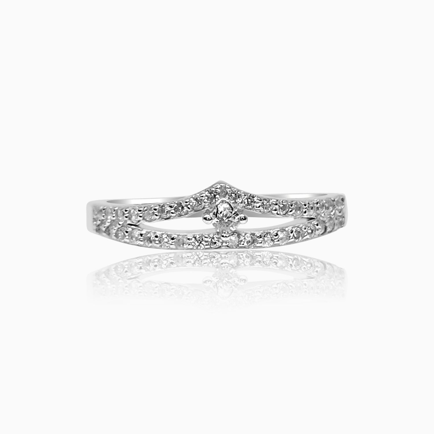 Silver Sparkling Tiara Ring