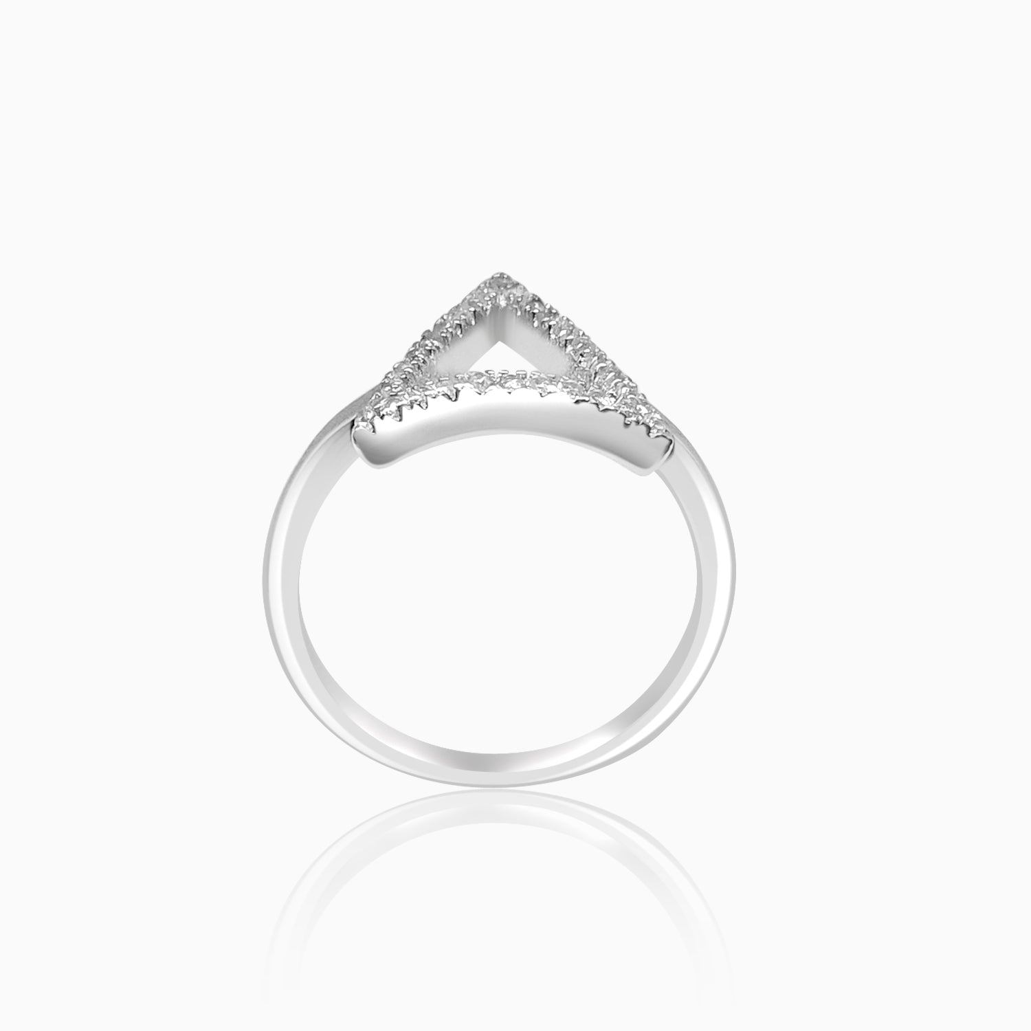 Silver Sparkling Triangle Ring