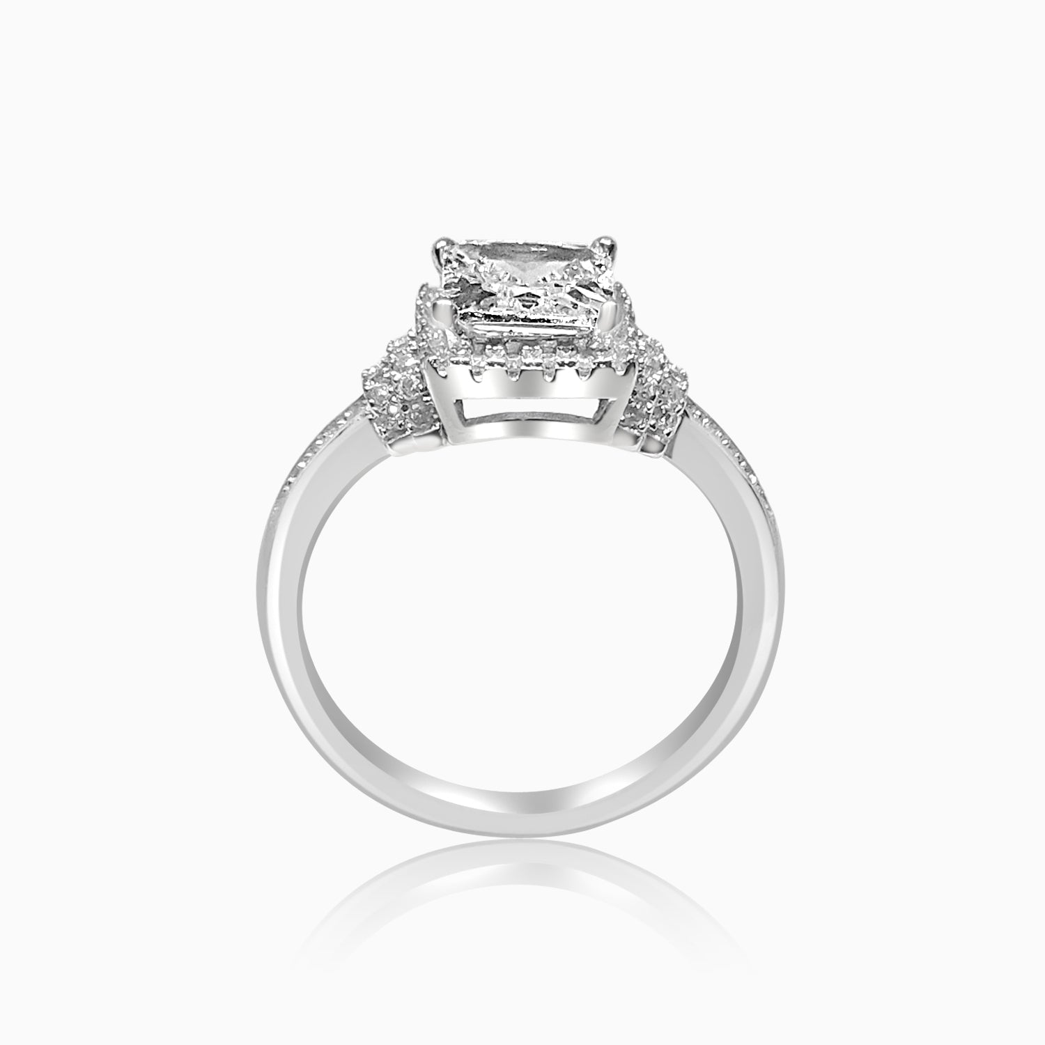 Silver Sparkling Square Solitaire Ring