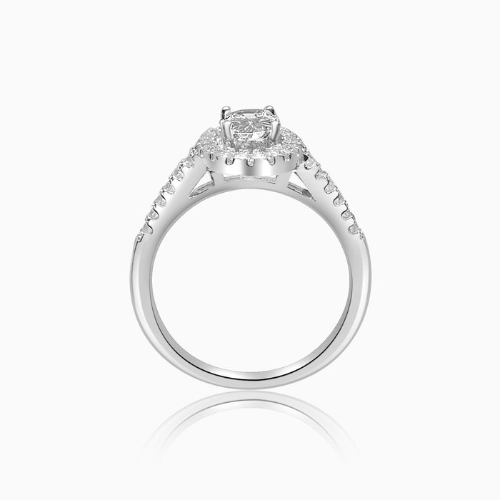 Silver Sparkling Oval Solitaire Ring