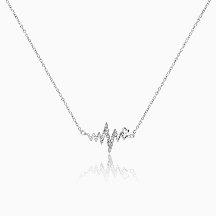 Silver Sparkling Heart Beat Necklace