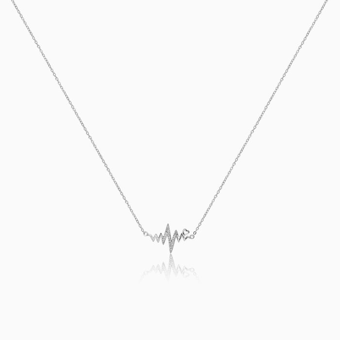 Silver Sparkling Heart Beat Necklace