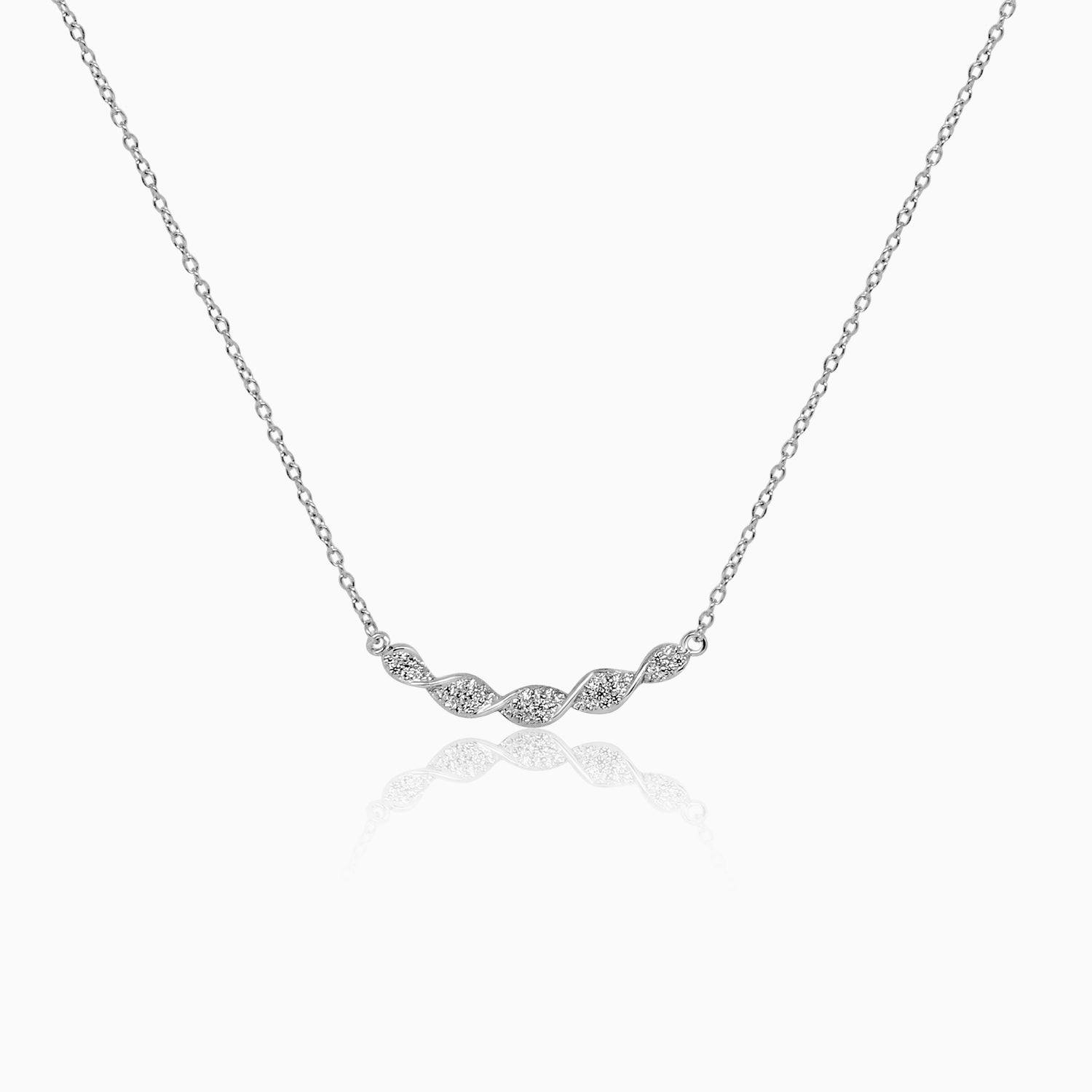 Silver Sparkling Braid Necklace